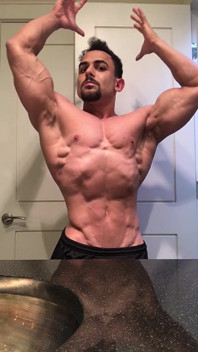 Jacked Bodybuilder Benji Bastian Flexing His Huge, Shredded, Muscles