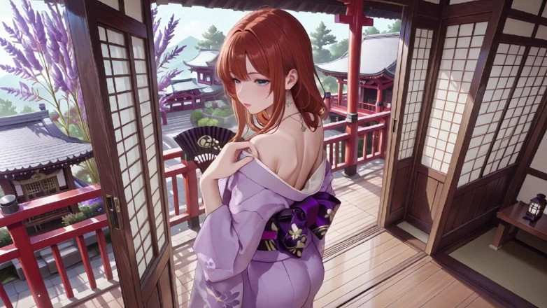 Tay Swift X: Rudowłosa bogini Kimono! Klęcząc pod świętą bramą Torii, ona reguluje swój...