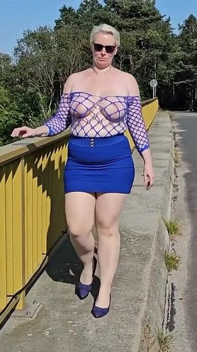 Showing off My Boobs on the Bridge (User horny bitch)