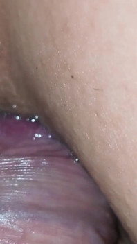 First Sex! Trying to Fuck in Tight Ass and Pussy, Big Cum on Her Belly