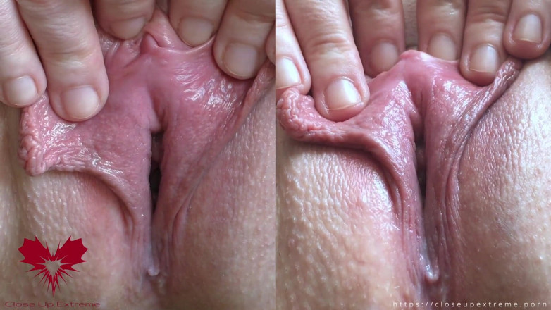 Close Up Extreme: Poesjespresentatie en masturbatie met de satisfyer. Close-up vanuit 2 perspectieven.