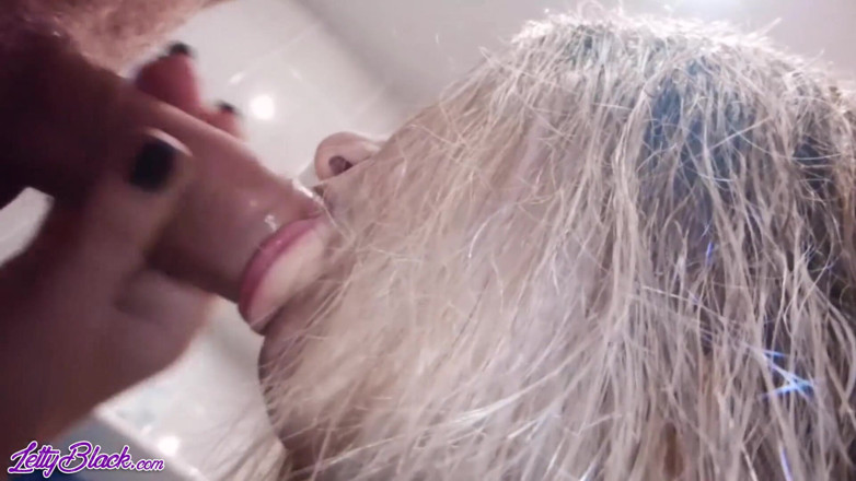 Letty Black: Hot MILF deepthroat - oral creampie closeup
