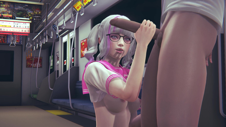 Waifu club 3D: College girl jerks off cock to friend in college subway...