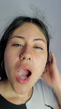 I Got a Load on My Face and It All Ended up in My Mouth! I Love Swallowing All That Cum!