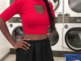 Ebony girl picked up in launderette for intense sex