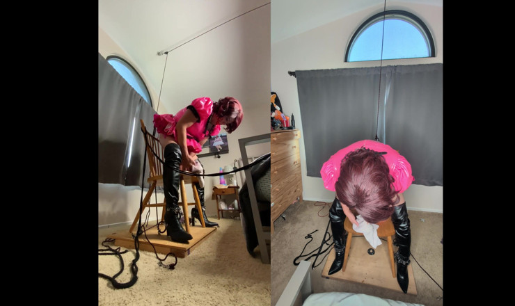 Sissy Candy: Sissy Candy in Self Bondage with Huge Dildos