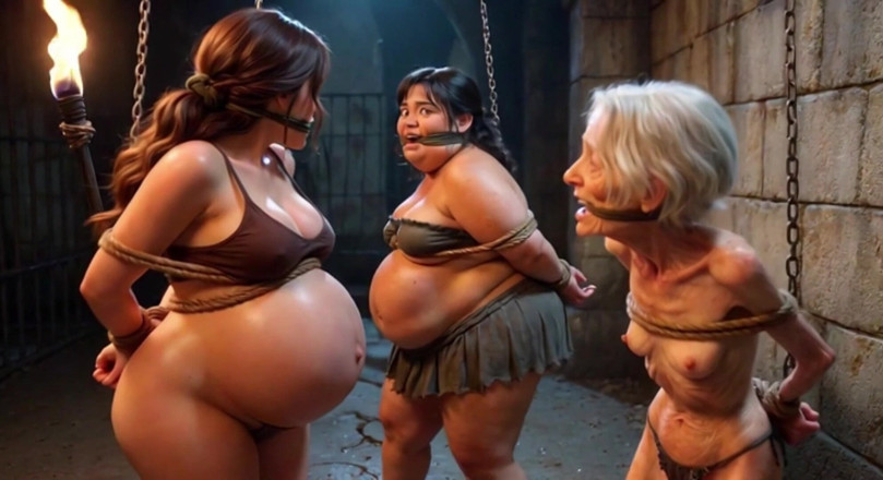 YOUR BEST FANTASY: Trío débil: embarazada, grandota y abuela atada en una celda...