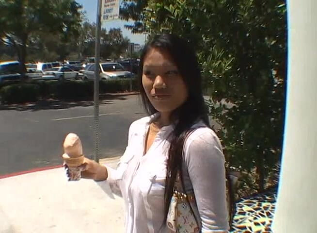 Radical Asian: Tempting Asian skank plays with her narrow ass