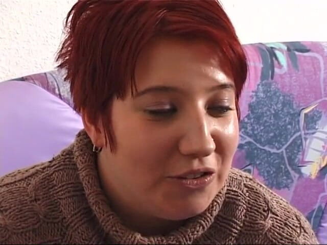 Lucky Wankerz: Chubby redhead slut toys her hairy cunt at the casting