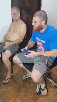 Carmona and Her Stepfather Playing Video Games Naked