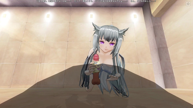 H3DC: 3D HENTAI - Neko dziewczyna z białymi włosami szarpie kutasa majtkami