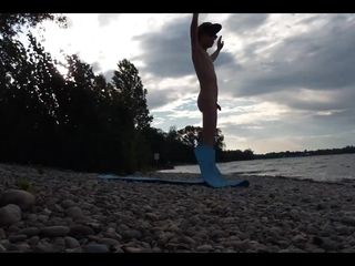 Jon Arteen: Slender Nudist Boy Does Yoga Nude on a Naturist Beach....