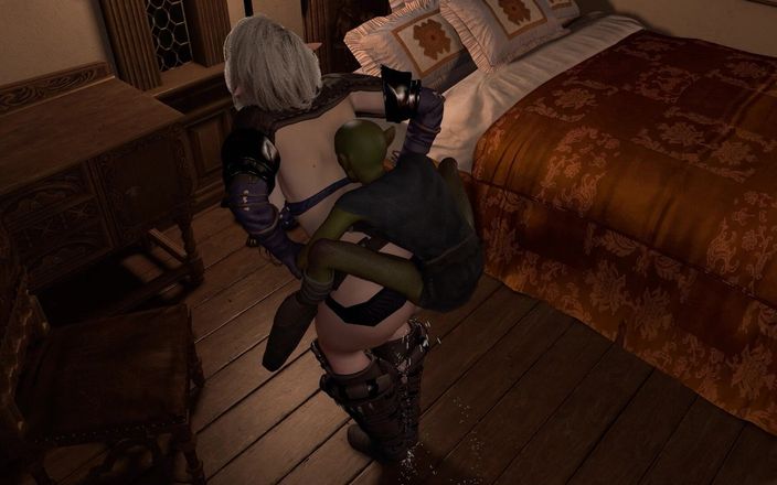 Wraith ward: Goblin beukt in dikke elfkont staande