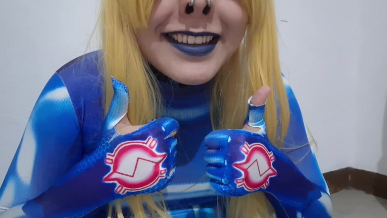 fermerino: Cute Samus Femboy with BDSM Nosehook Giving a Sloppy Blowjob...