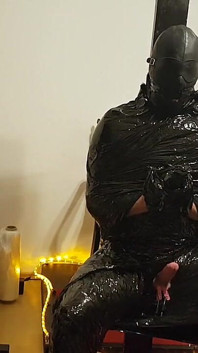 Foil Bondage Slave Part 2 - Cling Film Mummified and Edged to Madness