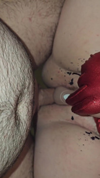 Big Ass Submissive Slut Covered in Cum in Wax Play Cock 30cm