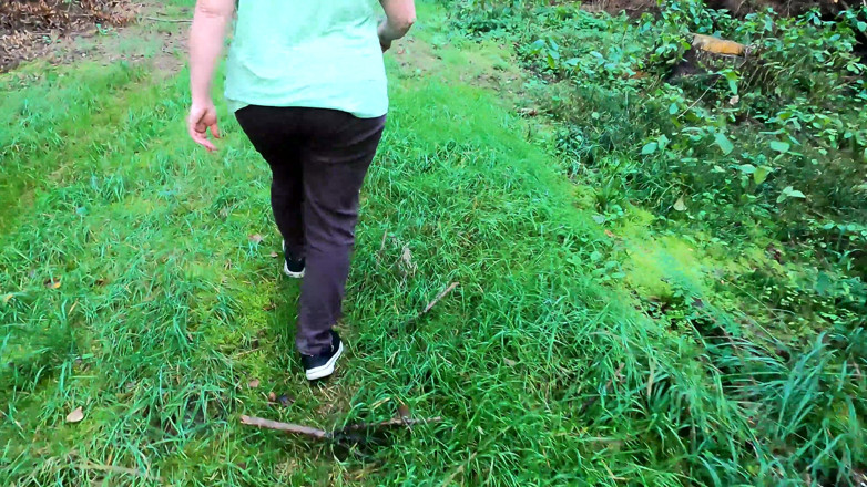 Bouncy Tits Action: Topless Through the Forest