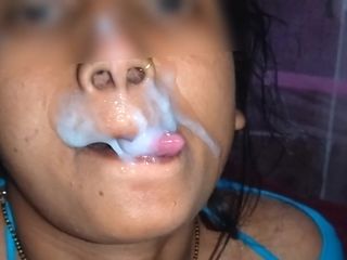 Your Paya bangoli: Hintli kadın ağzına döl yiyor ve burnuna boşalıyor