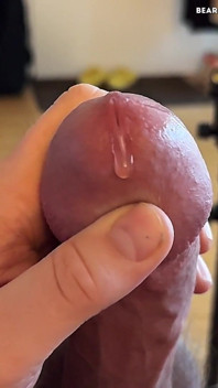 Playling with My Dripping Precum (slomo, No Cumshot)