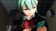 Velvixian 3D: Emotionsloses mädchen handjob in der toilette