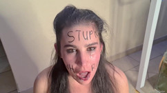 domslutfucker: Curvă proastă futută adânc în gât, plesnire și scuipat. Pișare pe față