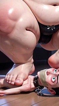 SSBBW depcze twarz człowieka – intensywna dominacja stopą
