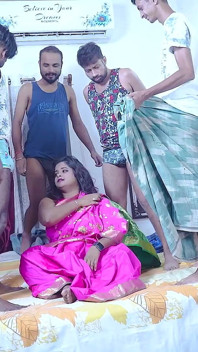 Desi Indian Big Boobs Horny MILF Step Mom Gangbang by Her Step Sons and Full Facial Cumshot on Her Face ( Hindi Audio )