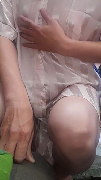 새틴 파자마 드레스 페티쉬 크로스드레서 자위 정액 2부