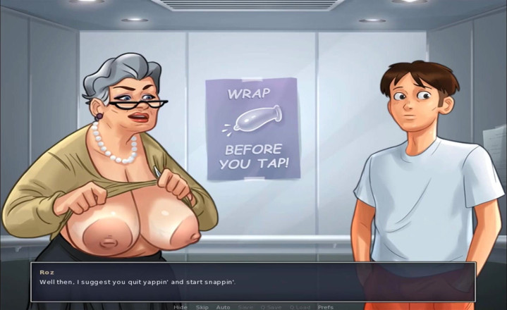 Hentai World: Kisah musim panas - stepgranny pamer besar di dalam lift