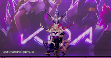 3D-Hentai Games: Black Pink - How you like that striptease, Ahri, Akali, Evelynn,...