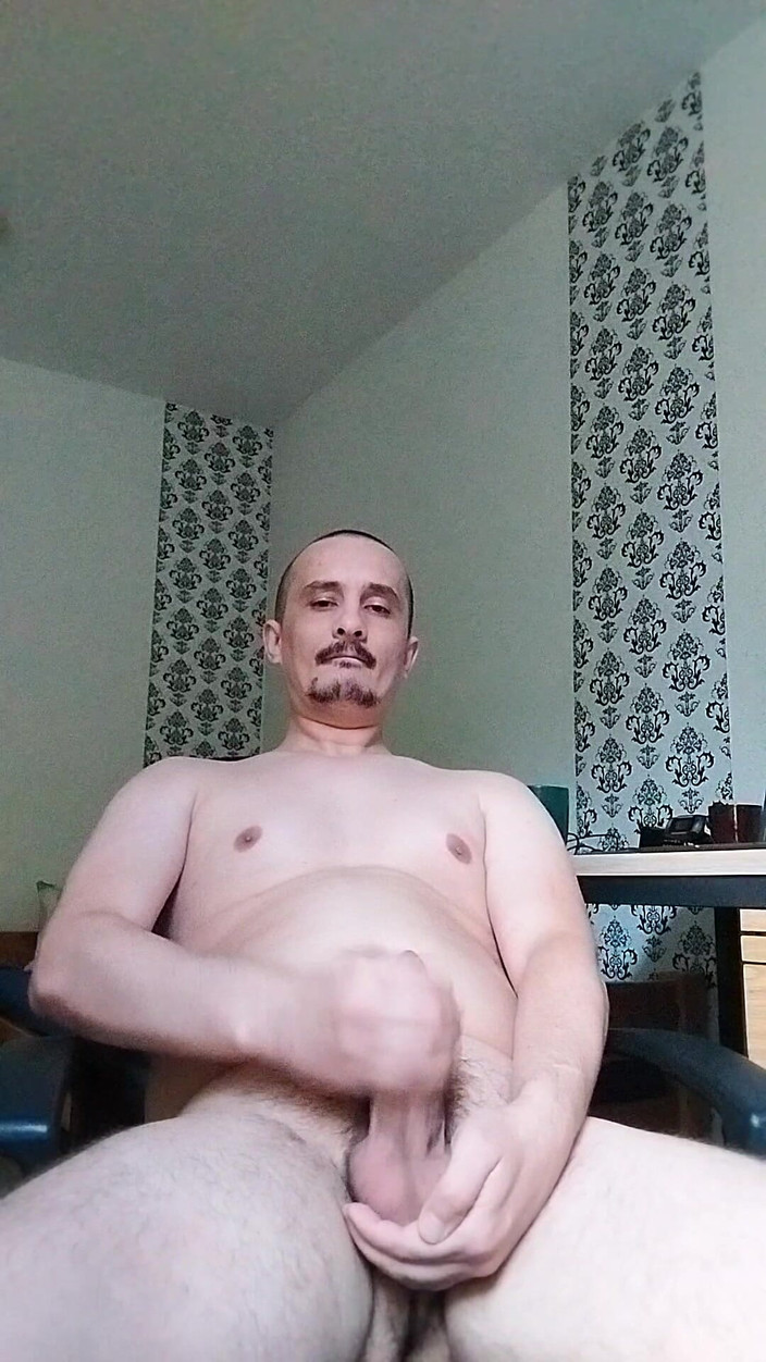 Denis Hai: Fat Guy with Big Balls Masturbates to Porn and Cums