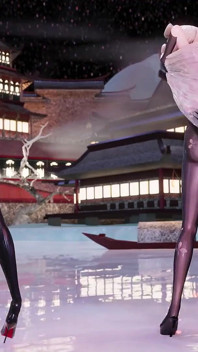 [mmd] Yolandel & Rita Chocolate Cream Double Striptease Black Silk Pantyhose Big Nipple Nipple Milk Chain Red Sole High Heels