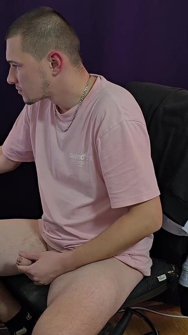 Horny Guy Masturbates While Watching Porn Until Orgasm, Cums in a Cup and Eats His Own Sperm (FM Records)