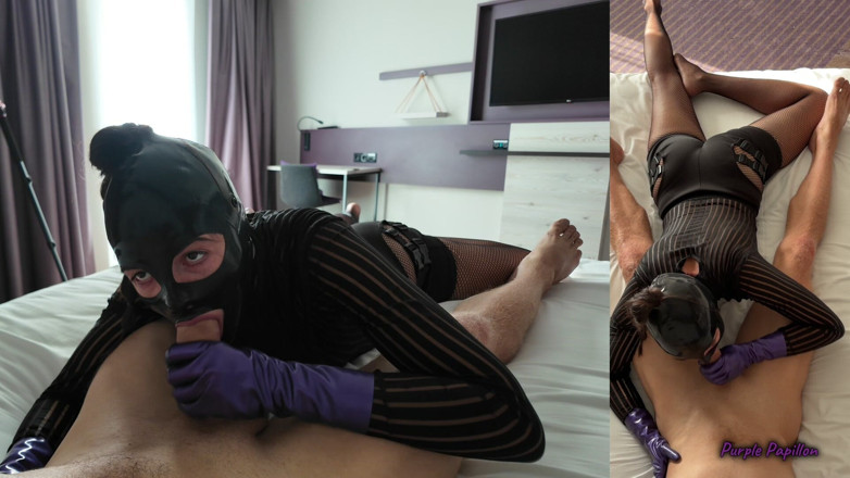 Purple Papillon: Rewarding My Boyfriend with Purple-gloved Prostate Play and Blowjob