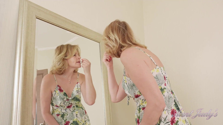 Aunt Judy's: AuntJudys - 55yo mature MILF Diana in her summer dress &amp; stockings