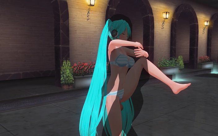 H3DC: Hentai en 3D. Miku en maillot de bain se fait baiser...