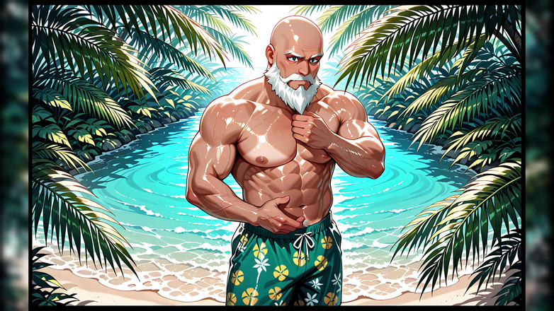 Erotic Man: Красивый лысый старик без рубашки