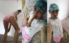 Femboy Sissy, baby boy care se joacă cu un vibrator
