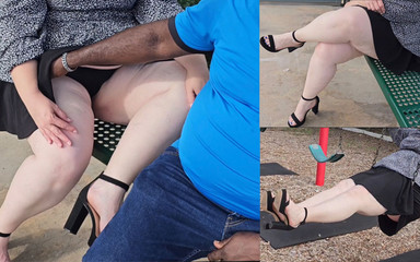 Big juicy ass booty clapper & jamdown: 我在公交车站为一个陌生人掀起迷你裙，张开双腿，用内裤摩擦我的阴户