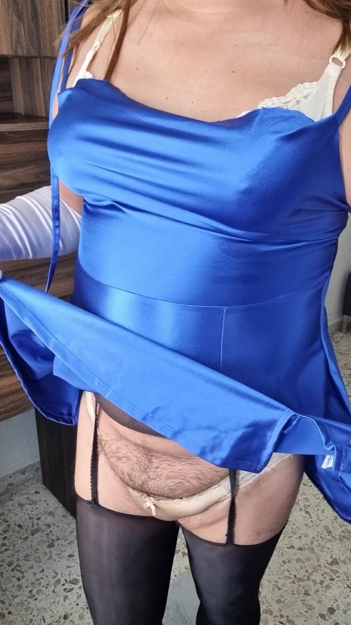 Sexy shinny clothes: My New Blue Satin Dress, Fitted and Sexy