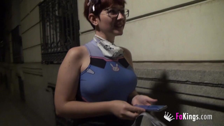 FAKings: Big titted Otaku babe Meraki blows cock in the streets...