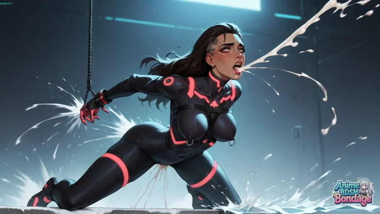 Anime BDSM Bondage: 더블 딜도로 즐기는 섹시한 구속 속박 Dame 흉상!