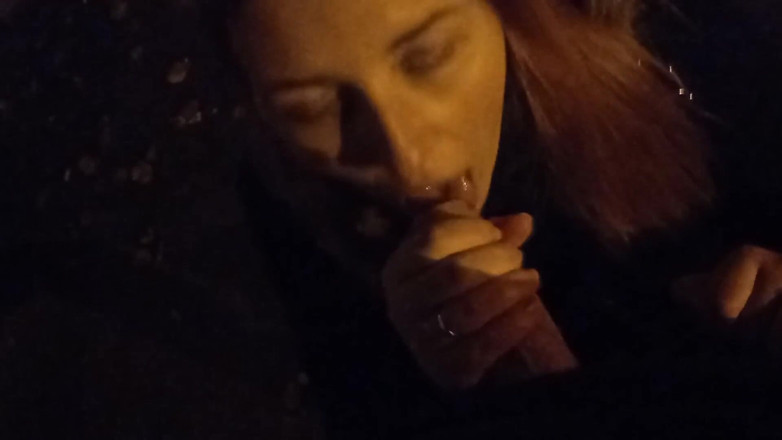 SweetAndFlow: 女大学生在房子附近的街道上吮吸并被口爆