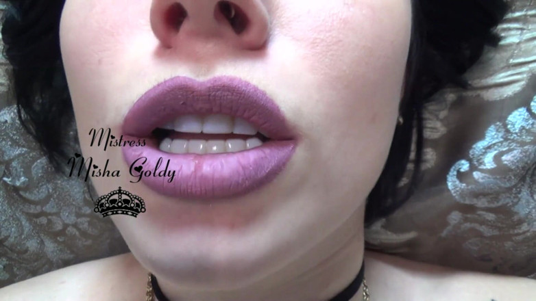 Goddess Misha Goldy: Lip smelling &amp; lip puckering while masturbating