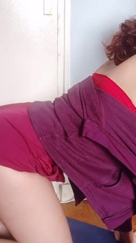 Cute Trap Strips and Plays with Her Dildo Into She Cums with It in Her Ass
