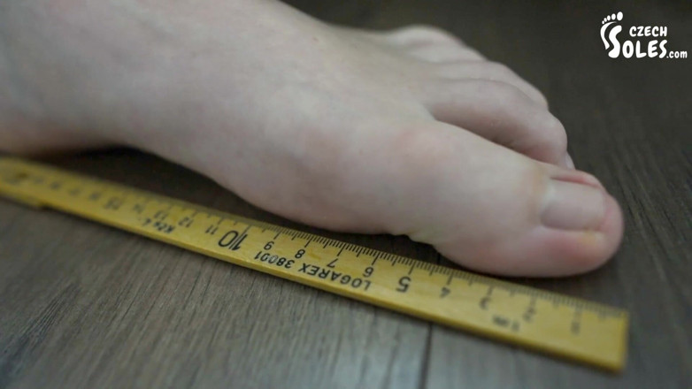 Czech Soles - foot fetish content: Maty's Big Feet Measuring and Soles Posing
