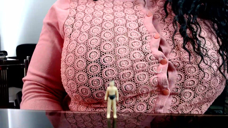 Maeling: Macro Man Giant Breast Comparison - Ebony Giantess Mael