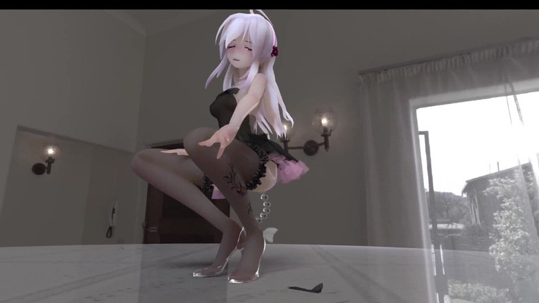 MikuMotion: [mmd] 弱音chocolate Cream Black Stockings; Dress; Butt Plug; Anal Beads; Erotic...