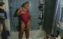 SweetSusi: With Pink Swimsuit in the Shower