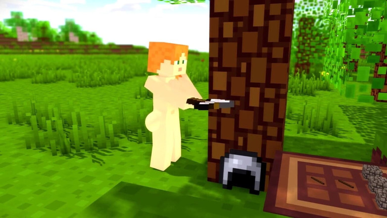 VideoGamesR34: Steve发现亚历克斯忙于一些粉碎的树林（他准备粉碎另一种类型的浮气）